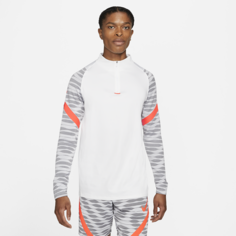 Мужская футболка для футбольного тренинга с молнией 1/4 Nike Dri-FIT Strike - Белый