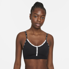 Спортивное бра с легкой поддержкой для йоги с вкладышем и логотипом Nike Dri-FIT Indy - Черный