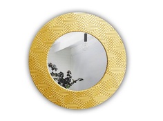 Золотое зеркало круглое настенное pyramid 75 (inshape) золотой 3 см.