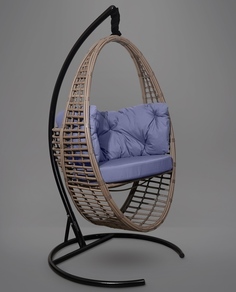 Подвесное кресло-кокон derbent коричневое с синей подушкой (лаура) коричневый 97x140x45 см. L'aura