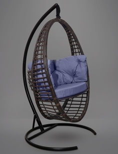 Подвесное кресло-кокон derbent темно-коричневое с синей подушкой (лаура) коричневый 97x140x45 см. L'aura