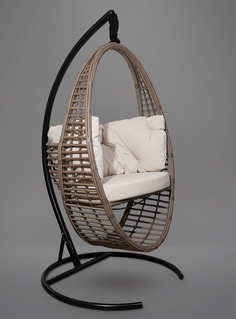 Подвесное кресло-кокон derbent светло-коричневое с бежевой подушкой (лаура) коричневый 97x140x45 см. L'aura