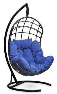 Подвесное кресло-кокон барселона плюс с синей подушкой (лаура) синий 110x195x110 см. L'aura