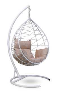 Подвесное кресло-кокон alicante белое с бежевой подушкой (лаура) белый 110x195x110 см. L'aura