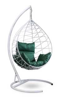 Подвесное кресло-кокон alicante белое с зеленой подушкой (лаура) белый 110x195x110 см. L'aura