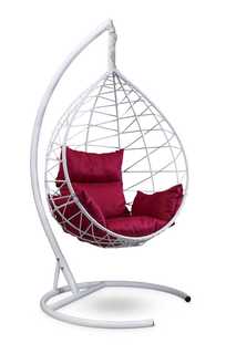 Подвесное кресло-кокон alicante белое с бордовой подушкой (лаура) белый 110x195x110 см. L'aura