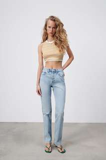 Прямые джинсы со средней посадкой Zara