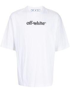 Off-White футболка с приспущенными плечами и логотипом