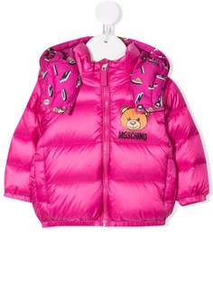 Moschino Kids пуховик с логотипом