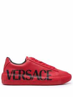 Versace кеды с логотипом и узором Greca