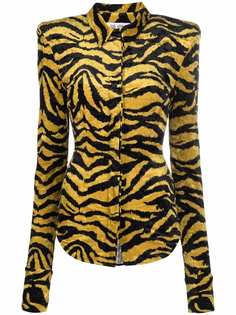 The Attico рубашка с объемными плечами и зебровым принтом