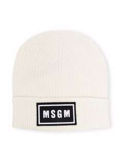 MSGM Kids шапка бини с нашивкой-логотипом