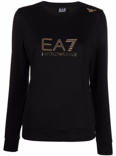 Ea7 Emporio Armani футболка с длинными рукавами и заклепками