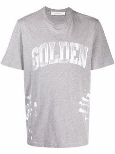 Golden Goose футболка с эффектом разбрызганной краски и логотипом