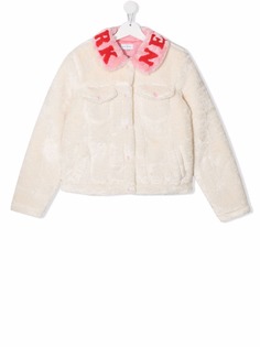 The Marc Jacobs Kids шуба из искусственного меха с вышитым логотипом