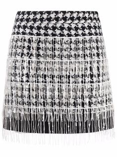 TWINSET юбка в ломаную клетку с бахромой