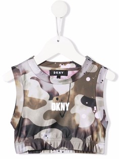 Dkny Kids укороченный камуфляжный топ с логотипом