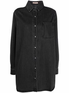 12 STOREEZ джинсовое платье-рубашка оверсайз