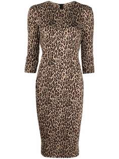 PINKO платье-трапеция длины миди с леопардовым принтом