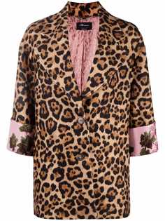 Blumarine однобортное пальто с леопардовым принтом