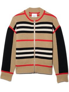 Burberry Kids кардиган на молнии в полоску Icon Stripe