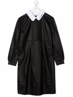 Karl Lagerfeld Kids платье-рубашка из искусственной кожи с плиссировкой