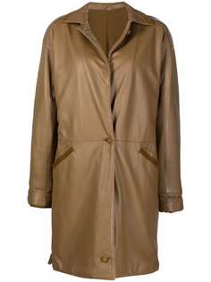 Versace Pre-Owned кожаное пальто 1970-х годов