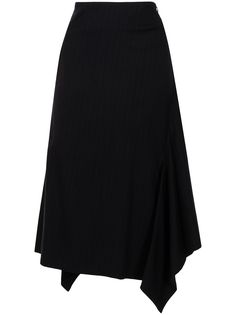 Ys юбка миди асимметричного кроя в тонкую полоску Y's