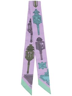 Hermès узкий платок 2010-го года с принтом Hermes