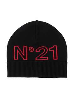 Nº21 Kids шапка бини вязки интарсия с логотипом