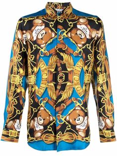 Moschino шелковая рубашка с принтом