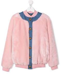 Balmain Kids бомбер с искусственным мехом