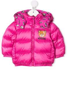 Moschino Kids пуховик с капюшоном и принтом Teddy Bear