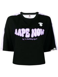 AAPE BY *A BATHING APE® укороченная футболка с вышитым логотипом