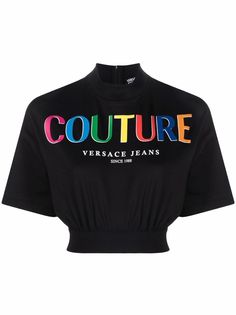 Versace Jeans Couture укороченная футболка с логотипом Couture