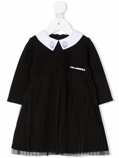 Karl Lagerfeld Kids плиссированное платье с логотипом