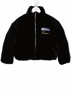 Moschino Kids пуховик на молнии с вышитым логотипом