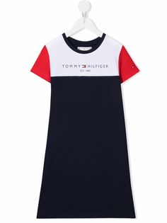 Tommy Hilfiger Junior платье-футболка в стиле колор-блок с логотипом