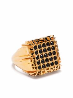 Versace кольцо с кристаллами и логотипом