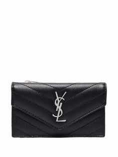 Saint Laurent стеганый кошелек с логотипом YSL