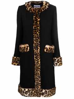 Moschino пальто миди с леопардовым принтом