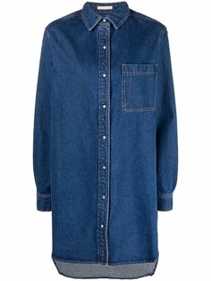 12 STOREEZ джинсовое платье-рубашка оверсайз