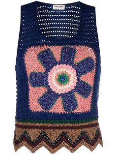 Saint Laurent трикотажный топ с узором зигзаг