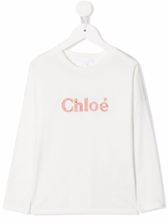 Chloé Kids топ с длинными рукавами и логотипом