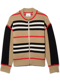 Burberry Kids кардиган на молнии в полоску Icon Stripe