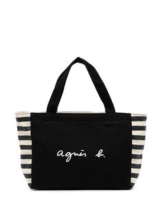 agnès b. полосатая сумка-тоут с логотипом