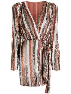 Rachel Gilbert полосатое платье мини с пайетками