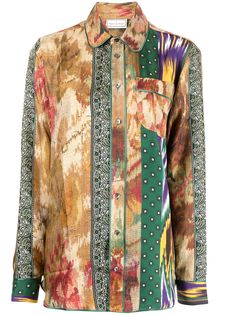 Pierre-Louis Mascia шелковая блузка с длинными рукавами и цветочным принтом