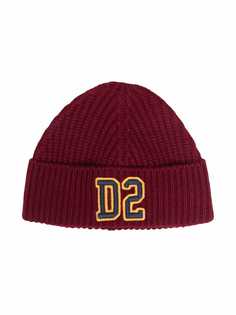 Dsquared2 Kids шапка бини в рубчик с нашивкой-логотипом