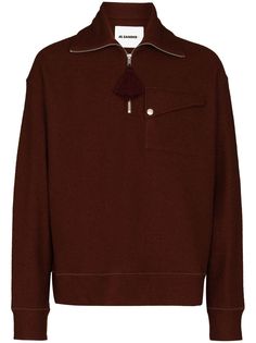 Jil Sander джемпер с воротником на молнии и карманом